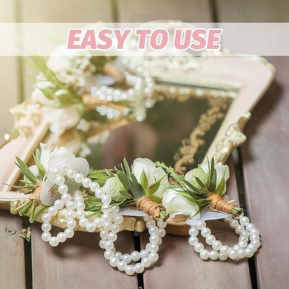 6 stk. håndleddscorsagearmbånd Elastiske perlearmbånd DIY blomsterperlearmbånd til bryllupsfest brud brudepike
