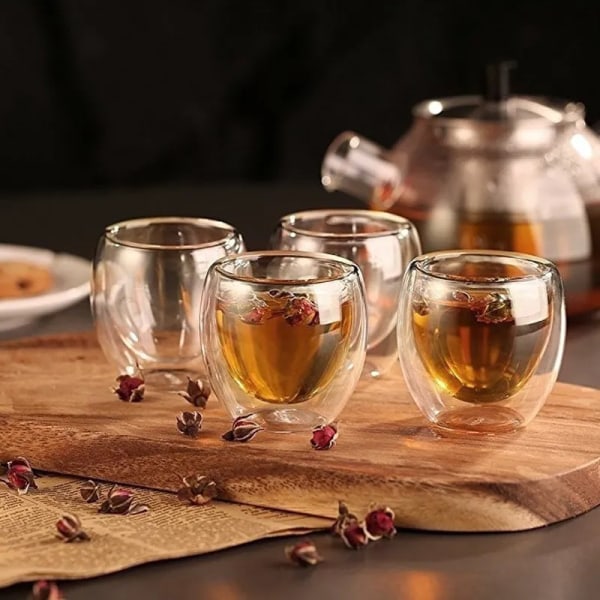 Ny 1/4/6 st dubbelväggat shotglas Dubbelväggad espressokaffe 80ml /250ML/350ML/450ML