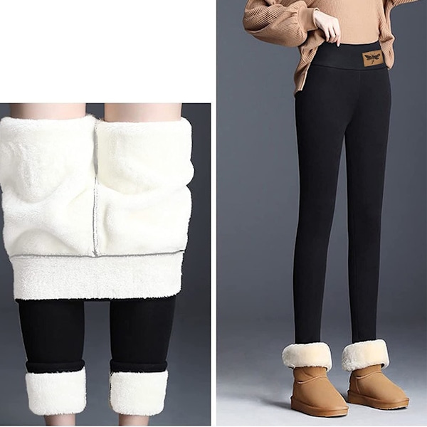 Termiska leggings för kvinnor, vinterfodrade joggingbyxor, sportleggings i bomull, varma fleece-mjukisbyxor, hög midja, elastiska fritidsbyxor med