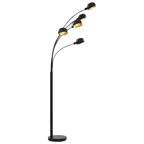 vidaXL Golvlampa 200 cm 5 x E14 svart och guld Svart