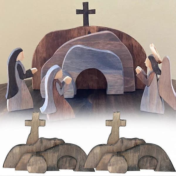 Påskeoppstandelsesscene Julekrybbe Påske Tredekorasjon Jesus Julekrybbe
