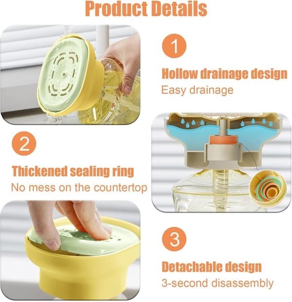 Handheld Detergent Dispenser with Measuring Pump - Drip-Free and Quick-Drying, Compatible with 99%+ Dish Soaps, for Sink/Laundry Room