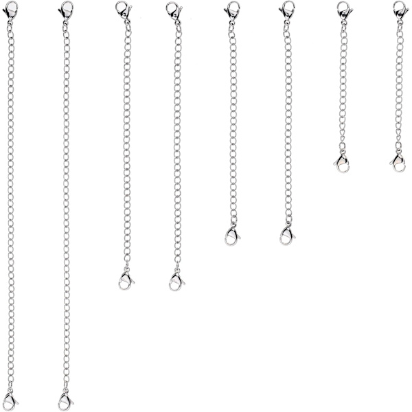 8 st rostfritt stål halsband förlängare armband förlängare förlängningskedjeset 4 olika längder: 6 tum 4 tum 3 tum 2 tum