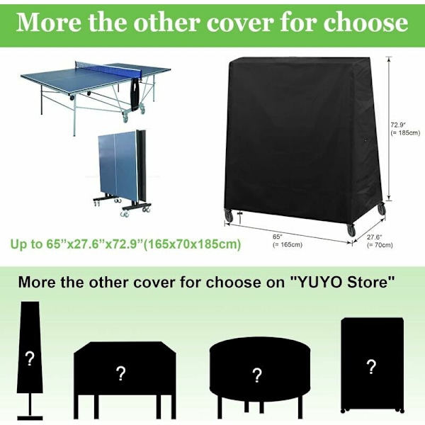 Pingisbordsöverdrag, Oxfordtyg utomhus pingisbordsöverdrag, vindmotstånd, anti-UV, vattentätt bordtennisbordsskydd, 185 x