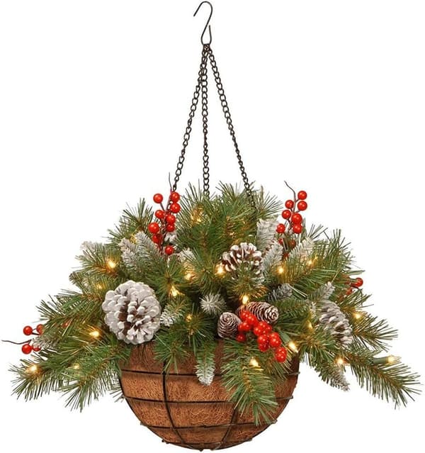 Hanging Basket Wreath, Decorations, Wreath, Artificial Hanging Basket