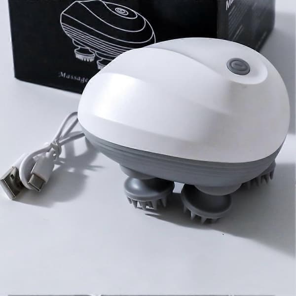 Vandtæt Automatisk Kattehovedmassager Elektrisk Smart Massage Kattekælelegetøj Vaskbart Bærbart Elektrisk Massageværktøj White