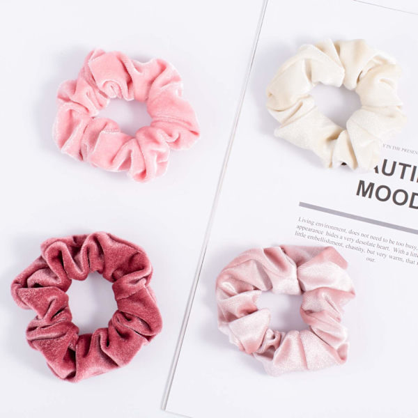 12 st Blush-tema hår Scrunchies Sammet Elastiska Hårband Rosa Scrunchy Hårband Hår Bobbles för Kvinnor och Flickor