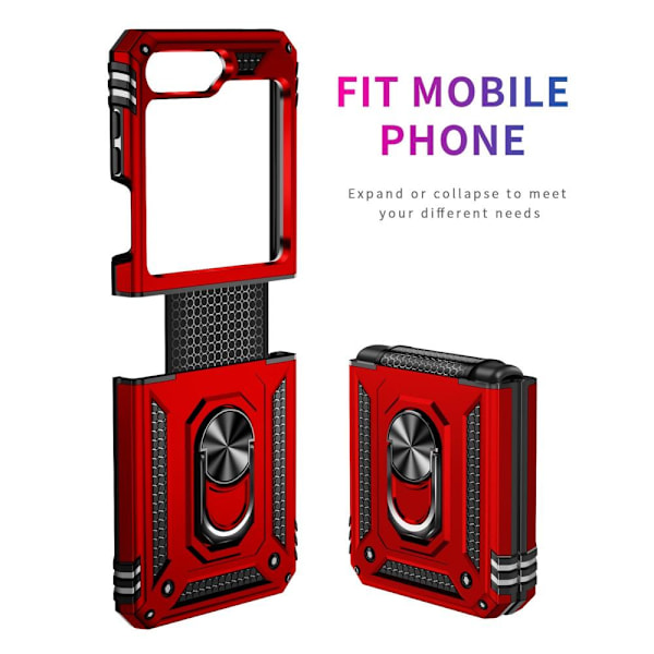 SKALO Samsung Z Flip5 Armor Hybrid Metallring skal - Röd Röd