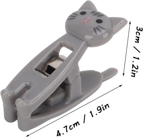 6-pack kattformade påsklämmor - Små kattklämmor - Gem - Klädnypa-stil matförseglare - Mini multifunktionella matförseglare (grå)