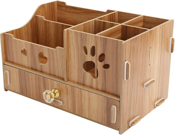 Desktop Organizer Multifunctional Wooden Storage Shelf Pen Holder Office Supplies Desk Shelf Storage Box Table Display Shelf Storage Box