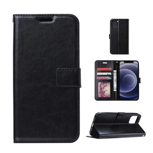 iPhone 13 Mini Pungcover Sort Læder Etui sort black