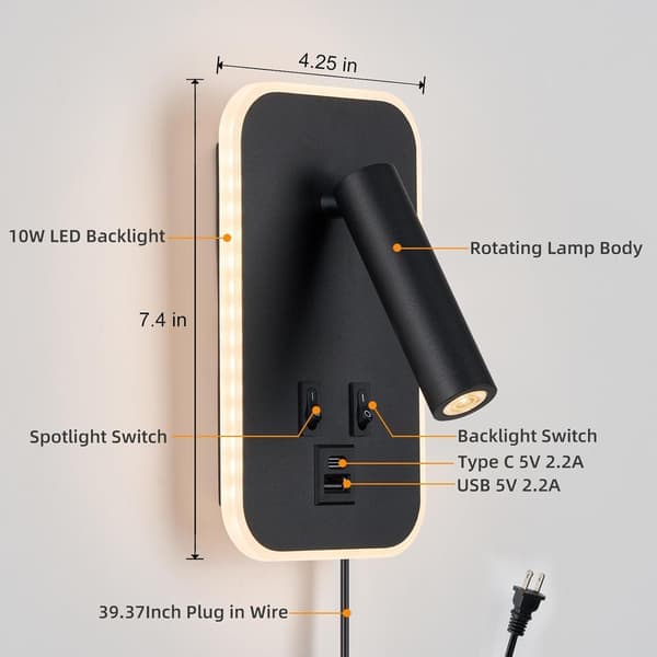 Sengelæselamper, sengelamper med stikkontakter, fastmonterede to-i-én væglamper og sengelamper med USB C- og A-porte.