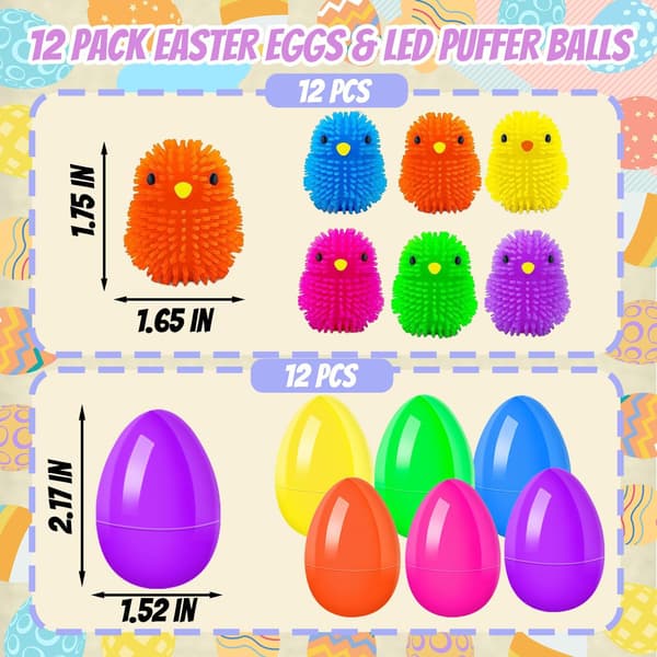 Påskeegg fylt LED-lysende kyllingbobleball, lysende stressavlastende taktil leke, egnet for barn, gutter, jenter, småbarn og tenåringer