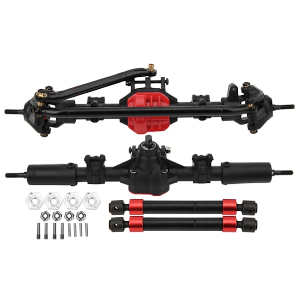 Komplett framaxel med 2 st metaldrivaxlar, fram och bak, passar till 1/10 Axial SCX10 I SCX10 II RC-bil