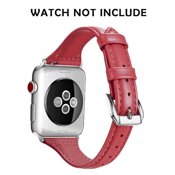 Läderklockarmband, Kompatibelt med Apple Watch, Kornläderband Slim & Thin Ersättningsarmband för iWatch Series 5 4 3 2 1 38-40mm Svart