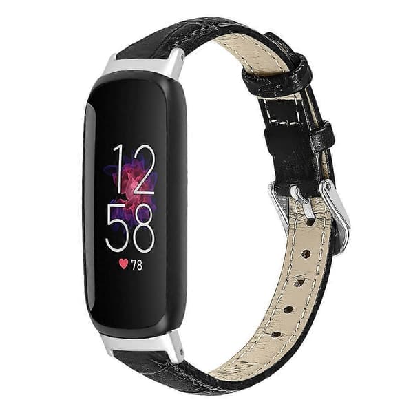 Erstatningsrem til Fitbit Inspire 3, Bambusmønstret PU-læder, Justerbar Urrem Black