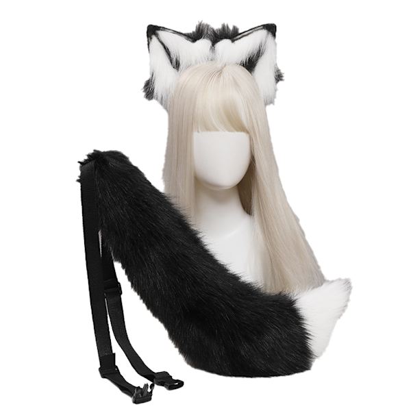 Kattöron Varghund Öron Djur Söta Huvudtillbehör för Halloween Jul (Öron + Svans Set)
