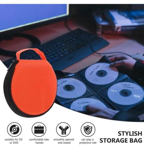CD-opbevaringsmappe - CD-taske - DVD-etui - med lynlås - Oxford stofpose - pink
