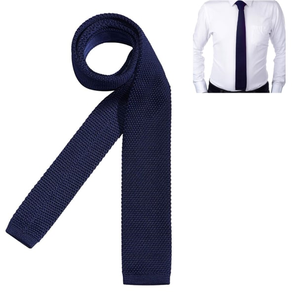 Män i enfärgad skinny stickad slips Vintage Smart formell bomullsslips svart