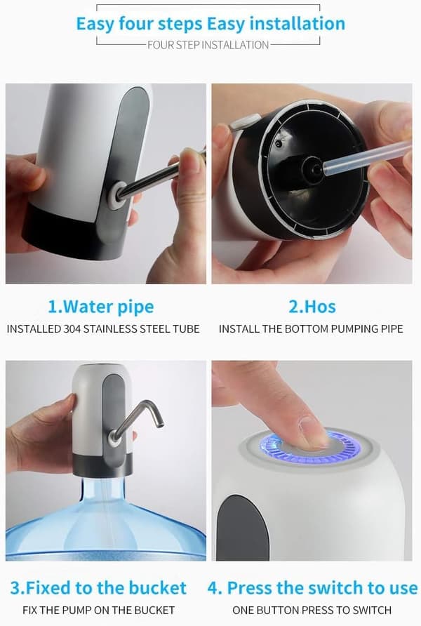 Vattenpumpsdispenser för flaska, hushålls elektrisk mineralvattendispenser, automatisk vattendispenser för stora renade vattenflaskor.