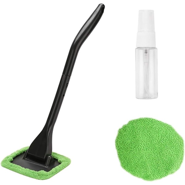 Verktyg för rengöring av vindrutor, mikrofiberduk bilfönster rengöringsborste med avtagbart handtag, automatisk invändig glas torkare inredning tillbehör rengöringskit