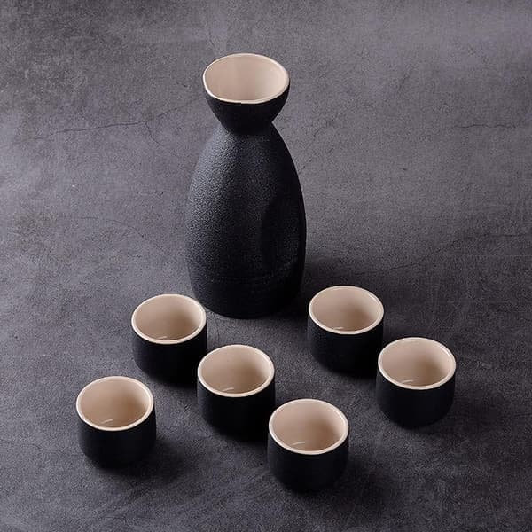 Retro Ceramic Sake Pot and Cup Set Japanese Sake Set Home Kitchen Wine Pot Wine Cup Drinkware