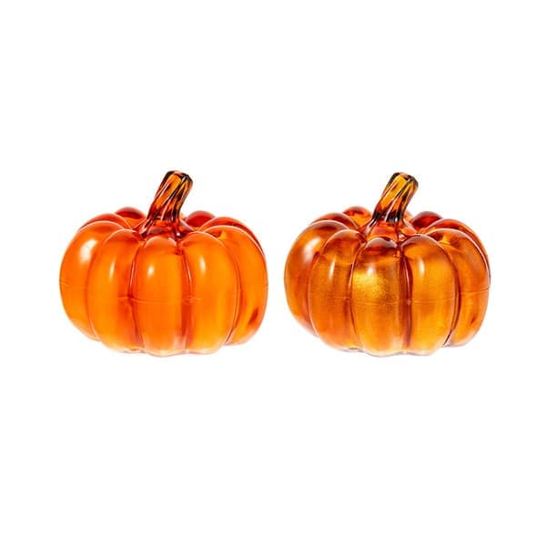 Starry Night Glass Pumpkins Lighted LED Pumpkin Fall Thanksgiving Decor Lighted Pumpkin Lantern Indoor Autumn Decorations-2pcs