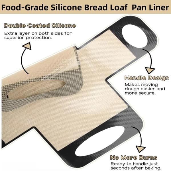 2-pak genanvendelige silikonebageforme til brød - Premium surdejsbrødslynge til brødforme, non-stick bagemåtte, 9x5 tommer