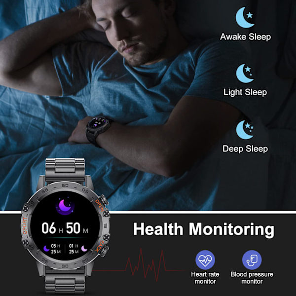 Xiaomi Android Smartwatch för män - Taktisk militär Bluetooth-samtal blodtrycksgåva