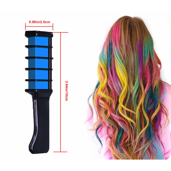 6 färger hårkritkam för flickor, barn, tillfälligt ljus hårfärg, tvättbar hårfärgskrita för flickor Party Cosplay