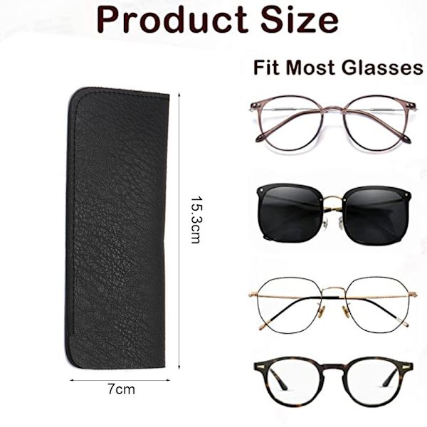 3-pack glasögonfodral i läder, mjuka glasögonfodral, bärbar tygpåse för glasögon