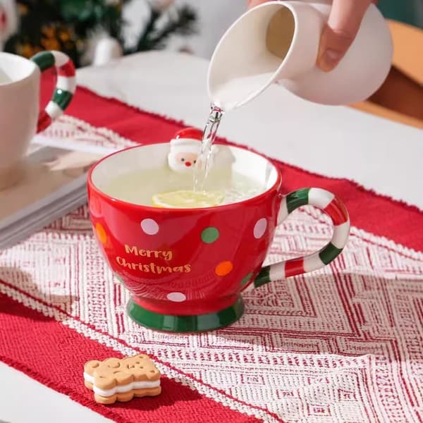 Julkaffemugg, festlig keramisk pepparkakskaffemugg, festlig mugg, parmugg med presentförpackning, söt julklapp till flickor, pojkar och barn