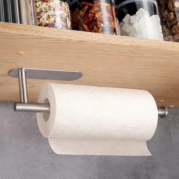 Self-adhesive silver paper towel holder for the kitchen