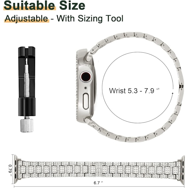 Kompatibel med Apple Watch Armband 44mm med Skal S-Silver 44 mm S-Silver 44 mm