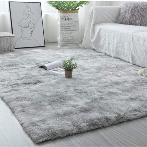 Mjuk och halkfri shaggymatta för vardagsrum (60 x 160 cm) - Långhårig sovrumsmatta - Mjuk och bekväm - Stor tvättbar barnrumsmatta för sovrum,