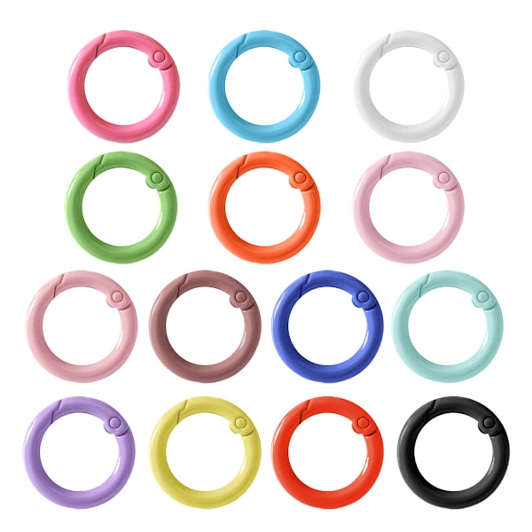 14 st O-ringar runda karbinhake nyckelring, snäppklämma fjädernyckelringar spänne, DIY-tillbehör för nyckelringar, väska, handväska