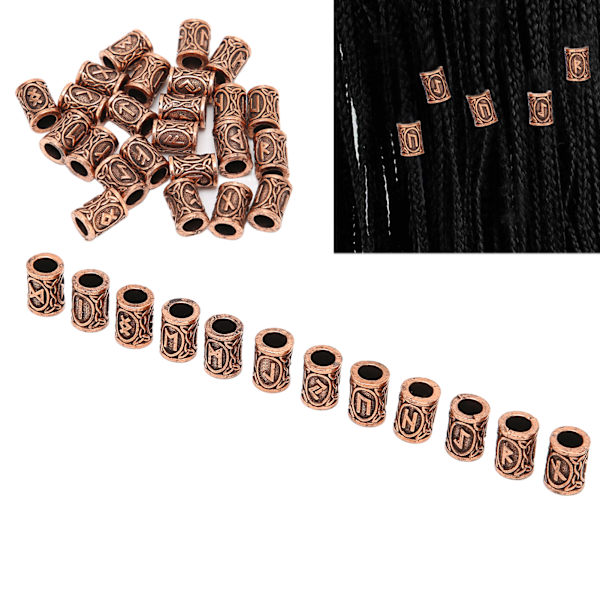 24 st Viking hårpärlor skägg vintage hår rör pärlor för hår fläta armband hänge halsband