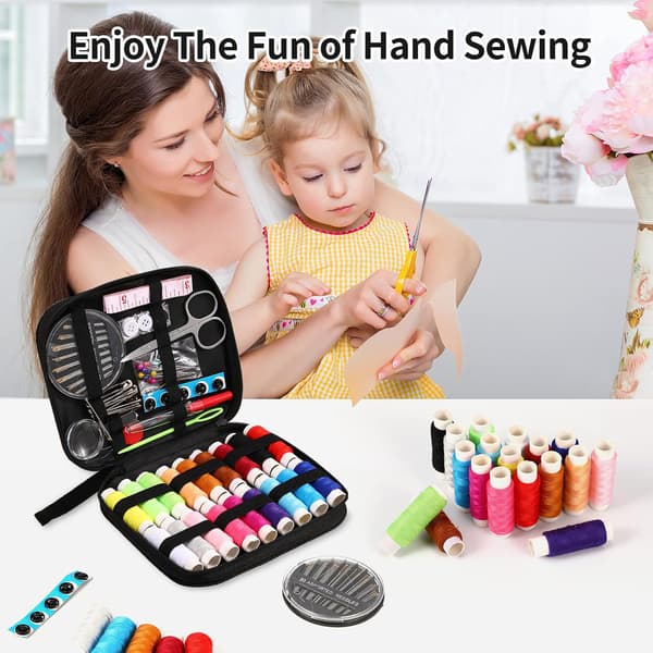 Sewing Kit Basic, Needle and Thread Set with Sewing Supplies and Accessories for Adults, Beginners, Home, Travel, Emergencies Including Scissors, Measuring Tape