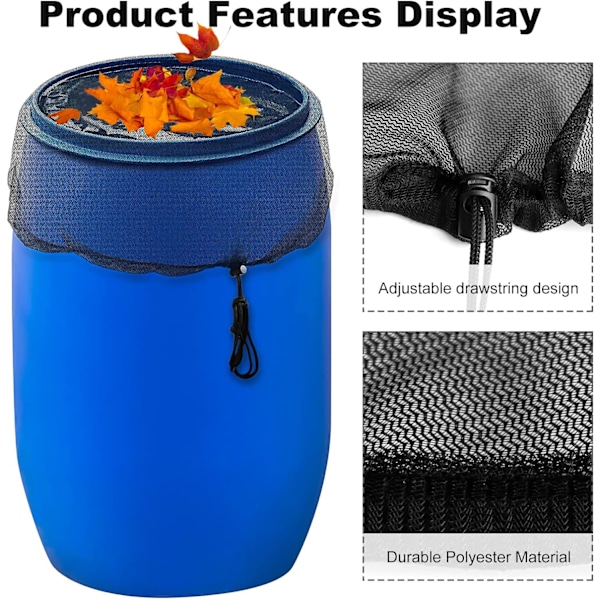 2PCS Regnfat Mesh-skydd, Tank Mesh Protector Vattenuppsamlingshinkar Tunnor Cirka 37,4 Tum Nätnät för att hålla myggor, löv