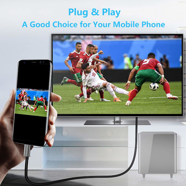 INF USB-C till HDMI kabel 4K, 2 meter lång, perfekt för streaming
