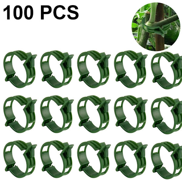100 st plantstöd clips, trädgårdsstöd clips, trädgårdsclips, vindruvsklipp, tomatvin grönsaker växter spaljé clips för att växa upprätt gör växter