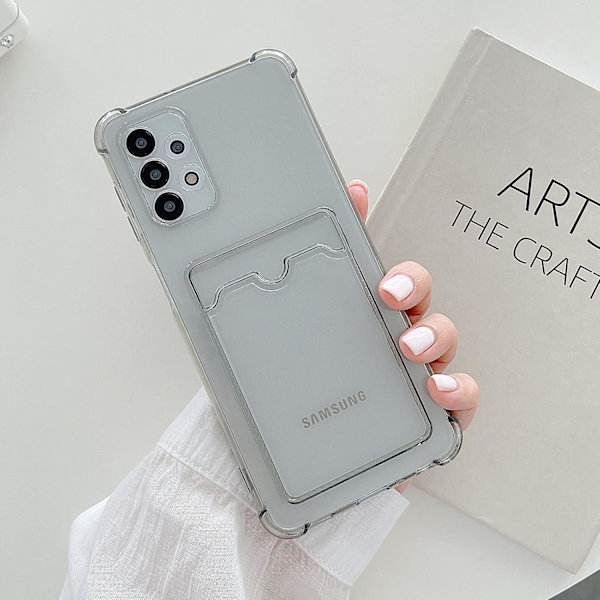 Uppgradera Clear Wallet Phone Case för Samsung Galaxy A32 5G Kortplatsfodral Slim Fit Skyddande Mjuk TPU Stötsäker Plånboksfodral med Söt Kortficka