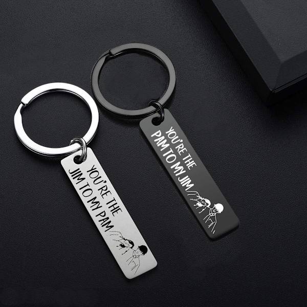 Nyckelringar för par, söta nyckelringar med texten \"You're The Jim to My Pam\" - Present till pojkvän eller flickvän, fru eller man