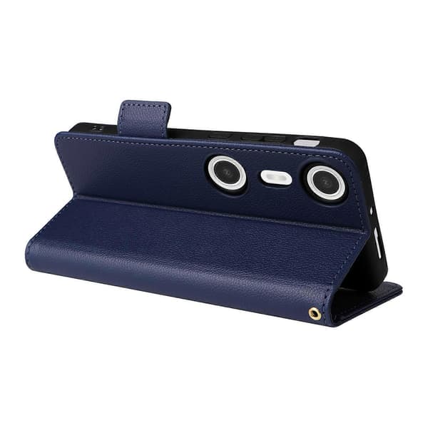For XREAL Beam Pro Case Litchi Texture PU Leather Wallet Flip Phone Case Dark Blue