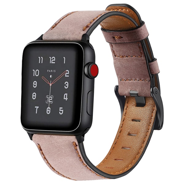 Läderband kompatibelt med Apple Watch, vintage armband ersättningsband kompatibelt med Apple Watch iwatch Series 5 4 3 2 1 38-40mm Grå