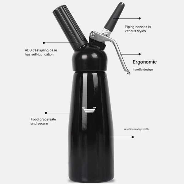 500 ml flødedispenserbeholder med fødevaregodkendt rustfrit stålkonstruktion til hjemmekøkkener og caféer, professionel flødebeholder