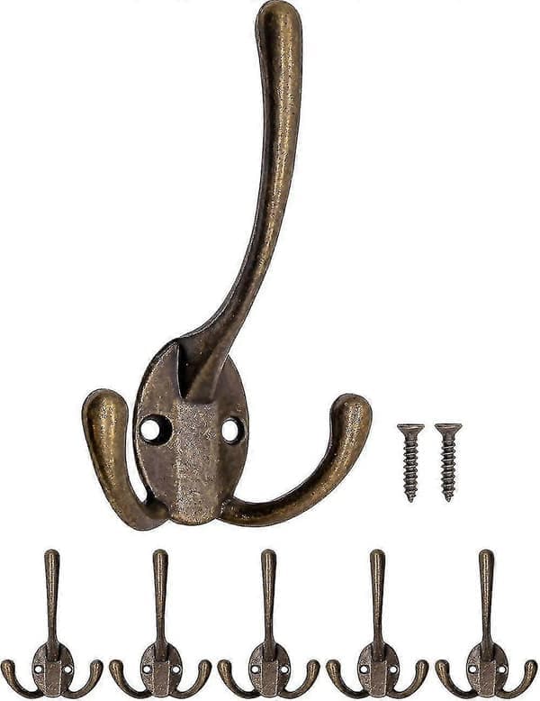 Zk Antiikkiset vaatekoukut, pyyhekoukut, vaatekoukut, hattukoukut, messinki pronssi design seinäkoukut, vintage maalaistalo vintage, 5 kpl:n setti