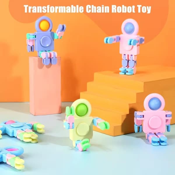 15 stk Transformerbare Robot Fidget Spinners – DIY Deformerbare Sensoriske Leker for Barn og Voksne, Godtepose- og Skolegaver