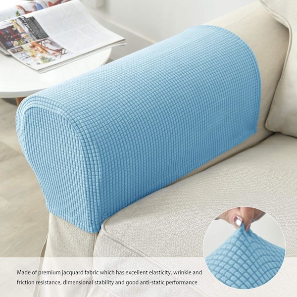 Set om 2 Jacquard Stretch Soffa Fåtölj Armstödsskydd Anti-Slip Möbelskydd Armstödsskydd för Soffa Recliner