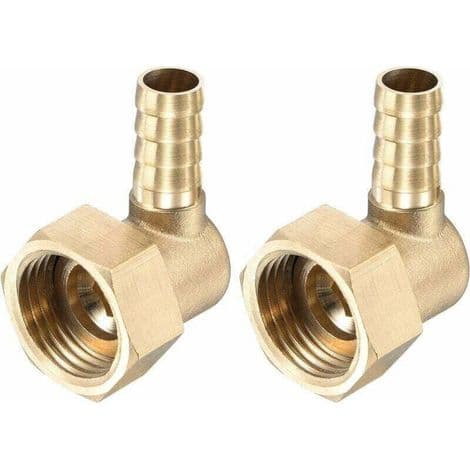 Messing piggslangevinkel 10 mm x G1/2 innvendig slangetilkobling med svingmutter for vann, drivstoff og luft - 2-pakning